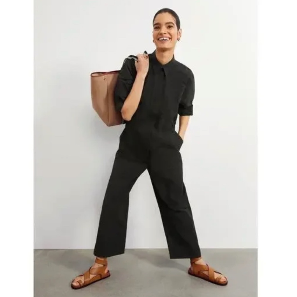 G. LABEL BY GOOP Hynes Utility Jumpsuit Black Collared Size 14